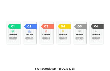 Infographic. Vector Infographic design template with icons and 6 numbers options or steps. Can be used for process diagram, presentations, workflow layout, banner, flow chart, info graph.