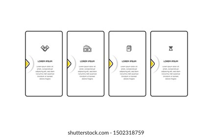 Infographic. Vector Infographic design template with icons and 4 numbers options or steps. Can be used for process diagram, presentations, workflow layout, banner, flow chart, info graph.