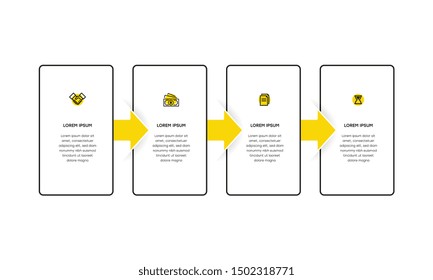 Infographic. Vector Infographic design template with icons and 4 numbers options or steps. Can be used for process diagram, presentations, workflow layout, banner, flow chart, info graph.