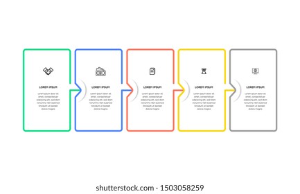 Infographic. Vector Infographic design template with icons and 5 numbers options or steps. Can be used for process diagram, presentations, workflow layout, banner, flow chart, info graph.