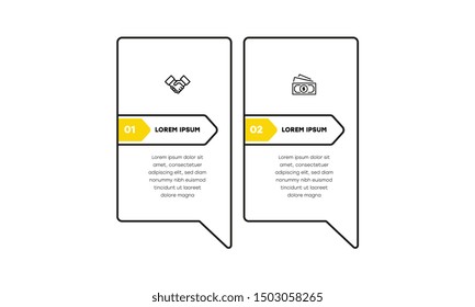 Infographic. Vector Infographic design template with icons and 2 numbers options or steps. Can be used for process diagram, presentations, workflow layout, banner, flow chart, info graph.