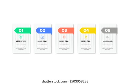 Infographic. Vector Infographic design template with icons and 5 numbers options or steps. Can be used for process diagram, presentations, workflow layout, banner, flow chart, info graph.