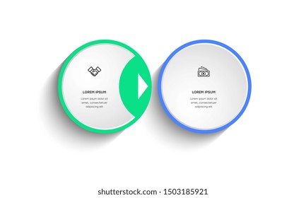 Infographic. Vector Infographic design template with icons and 2 numbers options or steps. Can be used for process diagram, presentations, workflow layout, banner, flow chart, info graph.
