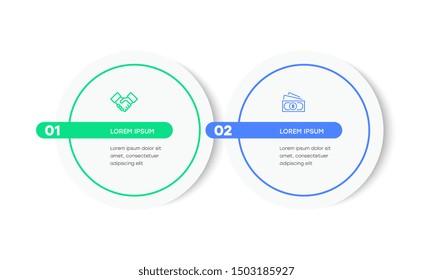 Infographic. Vector Infographic design template with icons and 2 numbers options or steps. Can be used for process diagram, presentations, workflow layout, banner, flow chart, info graph.