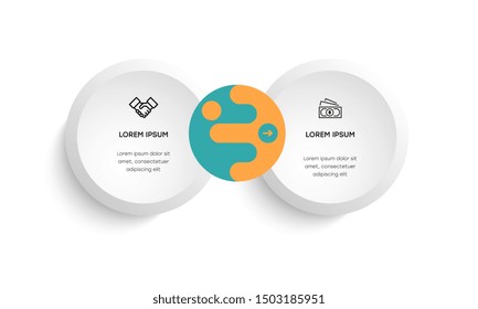 Infographic. Vector Infographic design template with icons and 2 numbers options or steps. Can be used for process diagram, presentations, workflow layout, banner, flow chart, info graph.
