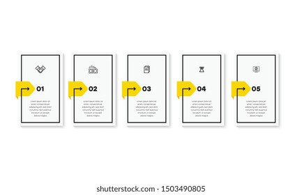 Infographic. Vector Infographic design template with icons and 5 numbers options or steps. Can be used for process diagram, presentations, workflow layout, banner, flow chart, info graph.