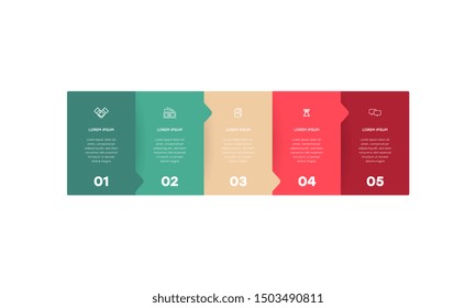 Infographic. Vector Infographic design template with icons and 5 numbers options or steps. Can be used for process diagram, presentations, workflow layout, banner, flow chart, info graph.