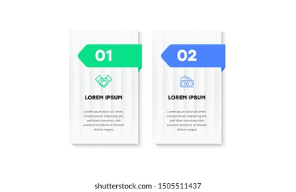 Infographic. Vector Infographic design template with icons and 2 numbers options or steps. Can be used for process diagram, presentations, workflow layout, banner, flow chart, info graph.