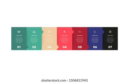 Infographic. Vector Infographic design template with icons and 7 numbers options or steps. Can be used for process diagram, presentations, workflow layout, banner, flow chart, info graph.