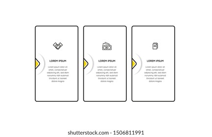 Infographic. Vector Infographic design template with icons and 3 numbers options or steps. Can be used for process diagram, presentations, workflow layout, banner, flow chart, info graph.