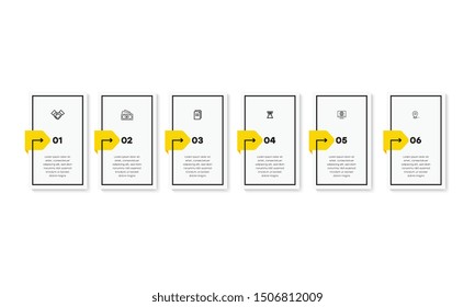 Infographic. Vector Infographic design template with icons and 6 numbers options or steps. Can be used for process diagram, presentations, workflow layout, banner, flow chart, info graph.