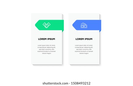 Infographic. Vector Infographic design template with icons and 2 numbers options or steps. Can be used for process diagram, presentations, workflow layout, banner, flow chart, info graph.