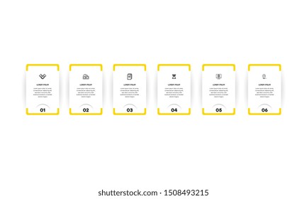Infographic. Vector Infographic design template with icons and 6 numbers options or steps. Can be used for process diagram, presentations, workflow layout, banner, flow chart, info graph.