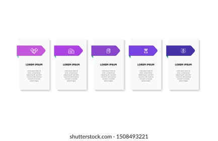 Infographic. Vector Infographic design template with icons and 5 numbers options or steps. Can be used for process diagram, presentations, workflow layout, banner, flow chart, info graph.