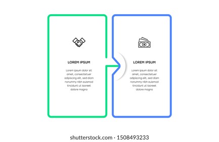 Infographic. Vector Infographic design template with icons and 2 numbers options or steps. Can be used for process diagram, presentations, workflow layout, banner, flow chart, info graph.