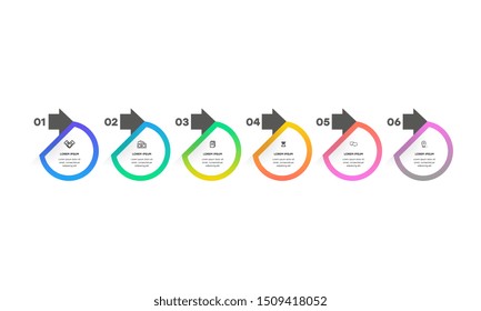 Infographic. Vector Infographic design template with icons and 6 numbers options or steps. Can be used for process diagram, presentations, workflow layout, banner, flow chart, info graph.