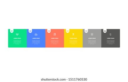 Infographic. Vector Infographic design template with icons and 6 numbers options or steps. Can be used for process diagram, presentations, workflow layout, banner, flow chart, info graph.