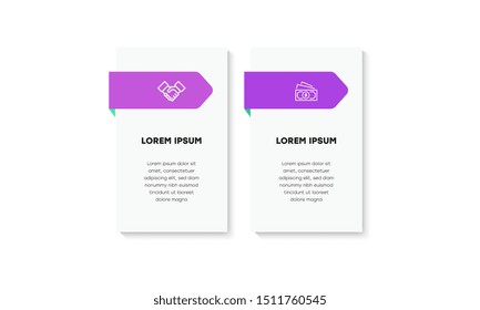 Infographic. Vector Infographic design template with icons and 2 numbers options or steps. Can be used for process diagram, presentations, workflow layout, banner, flow chart, info graph.