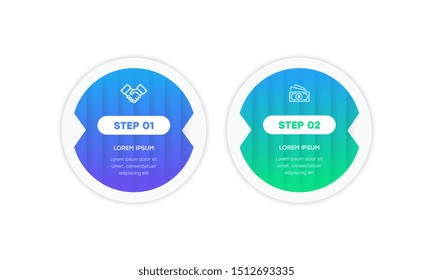 Infographic. Vector Infographic design template with icons and 2 numbers options or steps. Can be used for process diagram, presentations, workflow layout, banner, flow chart, info graph.