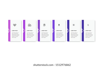 Infographic. Vector Infographic design template with icons and 6 numbers options or steps. Can be used for process diagram, presentations, workflow layout, banner, flow chart, info graph.