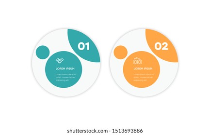 Infographic. Vector Infographic design template with icons and 2 numbers options or steps. Can be used for process diagram, presentations, workflow layout, banner, flow chart, info graph.