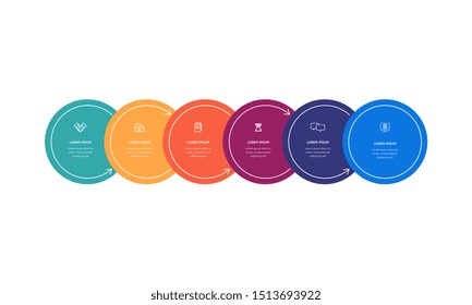 Infographic. Vector Infographic design template with icons and 6 numbers options or steps. Can be used for process diagram, presentations, workflow layout, banner, flow chart, info graph.