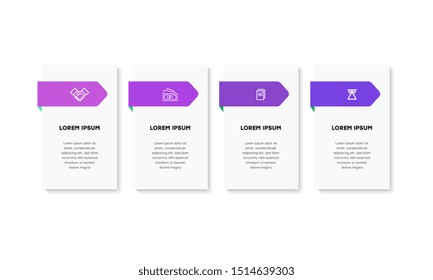 Infographic. Vector Infographic design template with icons and 4 numbers options or steps. Can be used for process diagram, presentations, workflow layout, banner, flow chart, info graph.