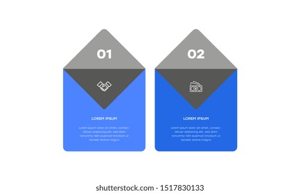 Infographic. Vector Infographic design template with icons and 2 numbers options or steps. Can be used for process diagram, presentations, workflow layout, banner, flow chart, info graph.