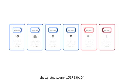 Infographic. Vector Infographic design template with icons and 6 numbers options or steps. Can be used for process diagram, presentations, workflow layout, banner, flow chart, info graph.