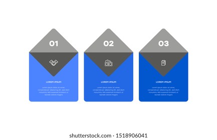 Infographic. Vector Infographic design template with icons and 3 numbers options or steps. Can be used for process diagram, presentations, workflow layout, banner, flow chart, info graph.