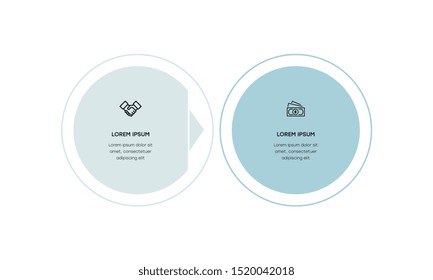 Infographic. Vector Infographic design template with icons and 2 numbers options or steps. Can be used for process diagram, presentations, workflow layout, banner, flow chart, info graph.