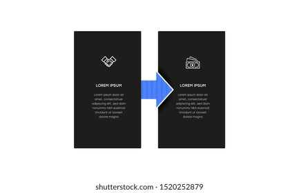 Infographic. Vector Infographic design template with icons and 2 numbers options or steps. Can be used for process diagram, presentations, workflow layout, banner, flow chart, info graph.