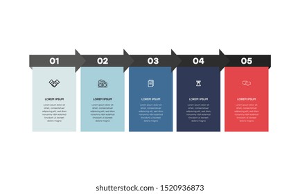 Infographic. Vector Infographic design template with icons and 5 numbers options or steps. Can be used for process diagram, presentations, workflow layout, banner, flow chart, info graph.