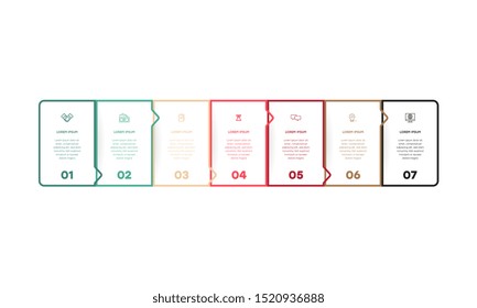 Infographic. Vector Infographic design template with icons and 7 numbers options or steps. Can be used for process diagram, presentations, workflow layout, banner, flow chart, info graph.