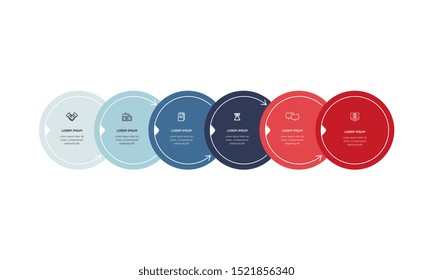 Infographic. Vector Infographic design template with icons and 6 numbers options or steps. Can be used for process diagram, presentations, workflow layout, banner, flow chart, info graph.