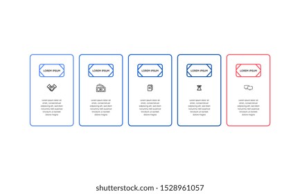 Infographic. Vector Infographic design template with icons and 5 numbers options or steps. Can be used for process diagram, presentations, workflow layout, banner, flow chart, info graph.