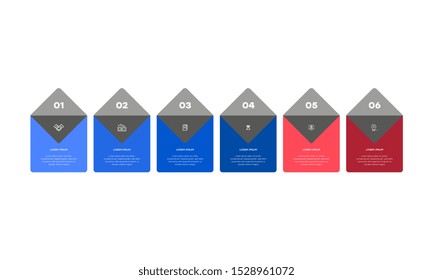 Infographic. Vector Infographic design template with icons and 6 numbers options or steps. Can be used for process diagram, presentations, workflow layout, banner, flow chart, info graph.