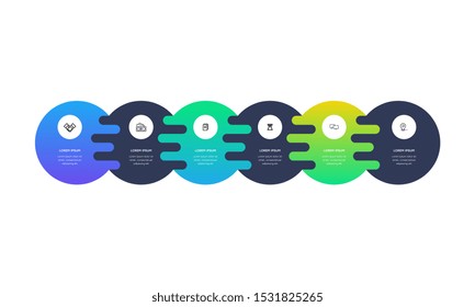 Infographic. Vector Infographic design template with icons and 6 numbers options or steps. Can be used for process diagram, presentations, workflow layout, banner, flow chart, info graph.