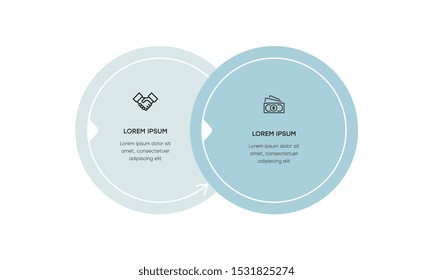 Infographic. Vector Infographic design template with icons and 2 numbers options or steps. Can be used for process diagram, presentations, workflow layout, banner, flow chart, info graph.