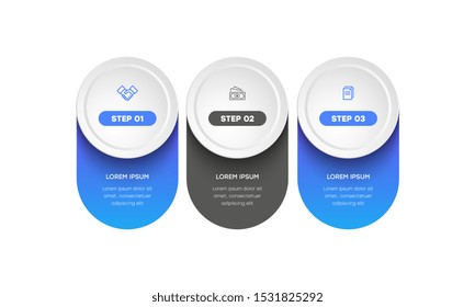 Infographic. Vector Infographic design template with icons and 3 numbers options or steps. Can be used for process diagram, presentations, workflow layout, banner, flow chart, info graph.