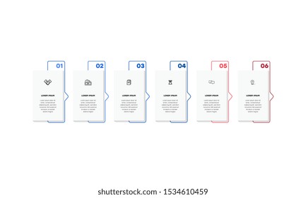 Infographic. Vector Infographic design template with icons and 6 numbers options or steps. Can be used for process diagram, presentations, workflow layout, banner, flow chart, info graph.