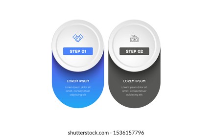 Infographic. Vector Infographic design template with icons and 2 numbers options or steps. Can be used for process diagram, presentations, workflow layout, banner, flow chart, info graph.