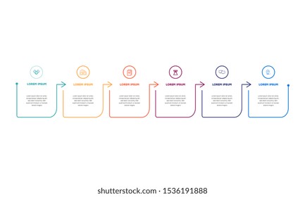Infographic. Vector Infographic design template with icons and 6 numbers options or steps. Can be used for process diagram, presentations, workflow layout, banner, flow chart, info graph.