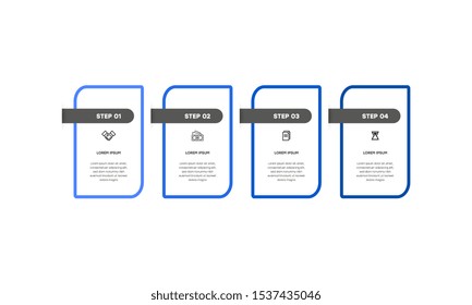 Infographic. Vector Infographic design template with icons and 4 numbers options or steps. Can be used for process diagram, presentations, workflow layout, banner, flow chart, info graph.