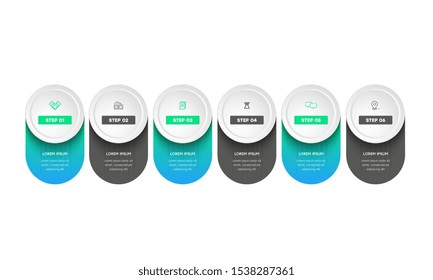 Infographic. Vector Infographic design template with icons and 6 numbers options or steps. Can be used for process diagram, presentations, workflow layout, banner, flow chart, info graph.