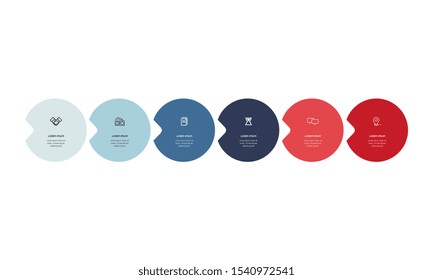 Infographic. Vector Infographic design template with icons and 6 numbers options or steps. Can be used for process diagram, presentations, workflow layout, banner, flow chart, info graph.