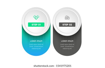 Infographic. Vector Infographic design template with icons and 2 numbers options or steps.  