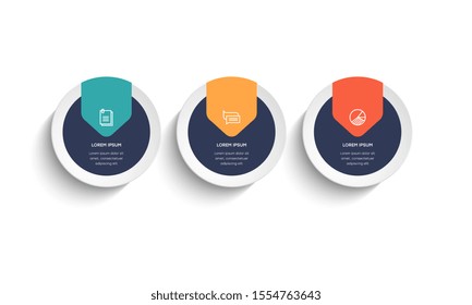 Infographic. Vector Infographic design template with icons and 3 numbers options or steps. Can be used for process diagram, presentations, workflow layout, banner, flow chart, info graph.