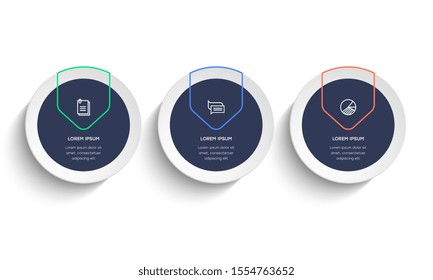 Infographic. Vector Infographic design template with icons and 3 numbers options or steps. Can be used for process diagram, presentations, workflow layout, banner, flow chart, info graph.