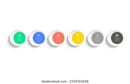 Infographic. Vector Infographic design template with icons and 6 numbers options or steps. Can be used for process diagram, presentations, workflow layout, banner, flow chart, info graph.